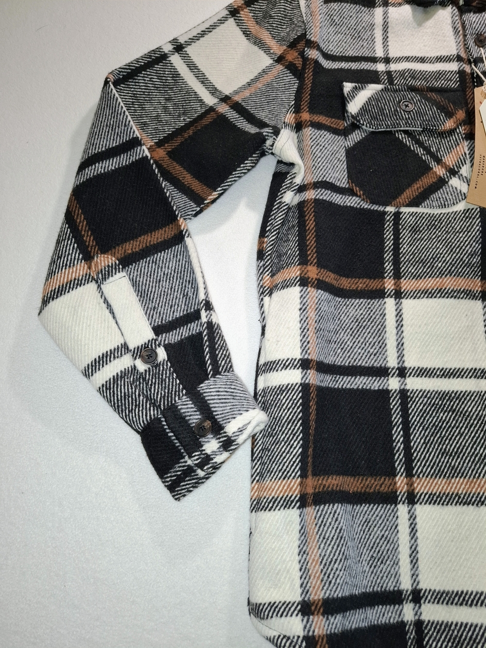 VSTR Lightweight Plaid Shirt Jacket - Black, White & Brown - Picture 11 of 11